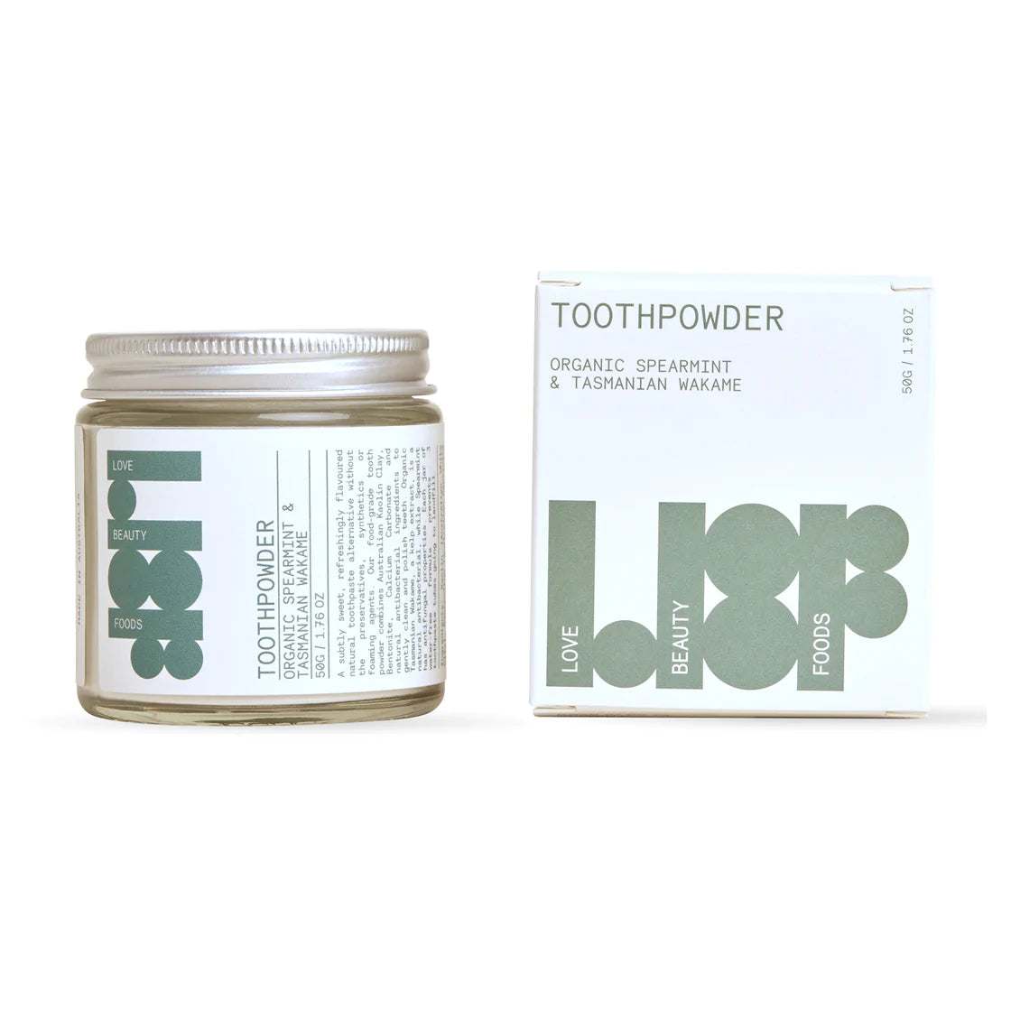 Love Beauty Foods Toothpowder - Organic Spearmint & Tasmanian Wakame 50g