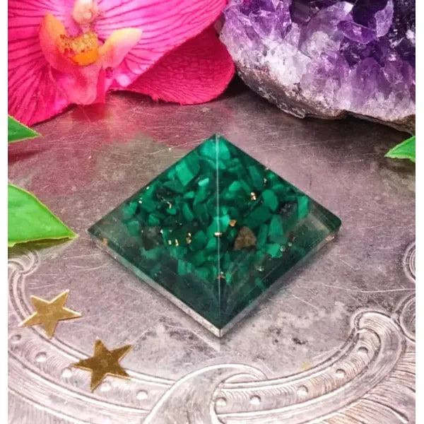 Malachite Crystal Orgonite Pyramid (Small)