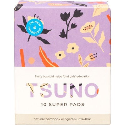 TSUNO Natural Bamboo Pads  Super (Winged & Ultra-Thin) 10
