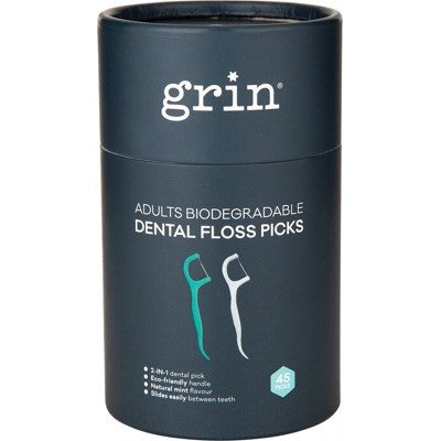 GRIN Biodegradable Dental Floss Picks  Adults 45
